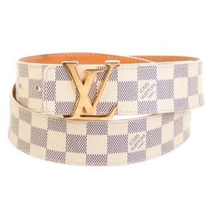 Louis Vuitton Beige and Gold Checkered Belt